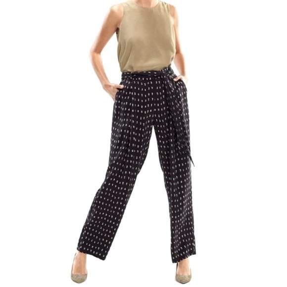 MM Lafleur The Flynn Trouser Nay Ikat Print Size 4 - Picture 1 of 11